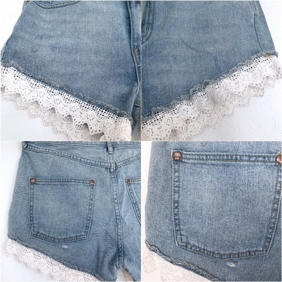 Free People Lacey Crochet Denim Shorts - Picture 7 of 8